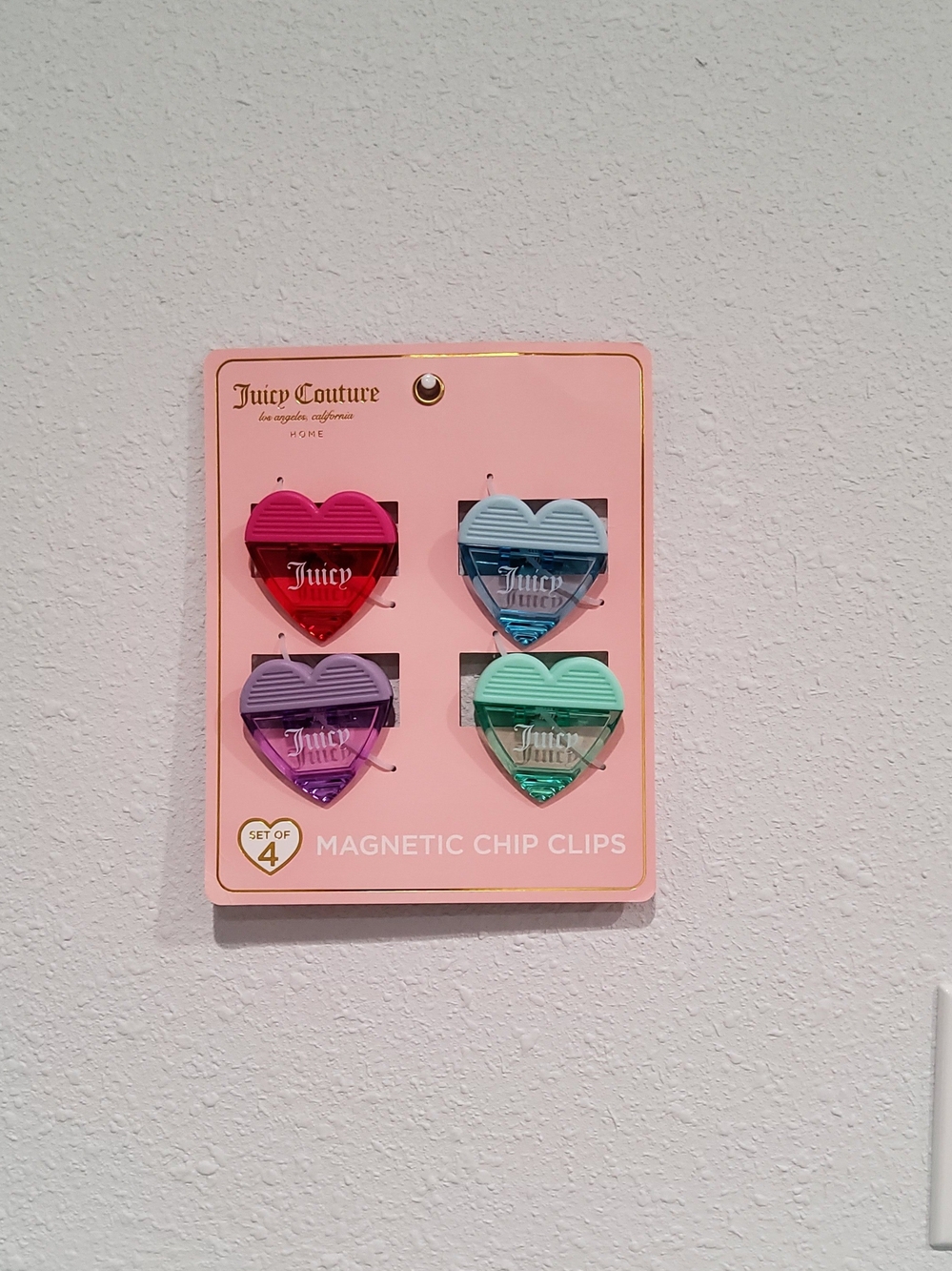 Juicy Couture Heart Magnetic Chip Clips - Red, Blue, Purple, Green